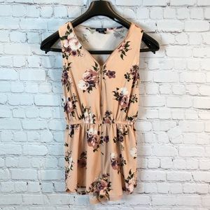 Rue 21 peach floral zip romper XS
